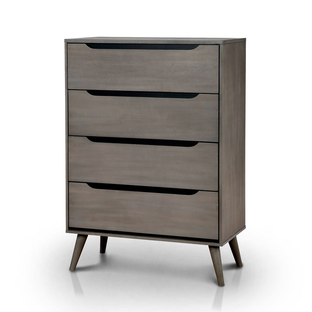 Grey Solid Wood 4-Drawer Chest I179
