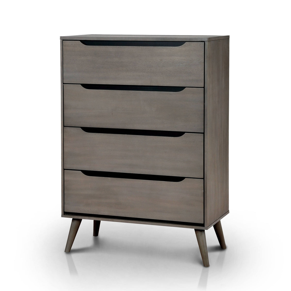 Grey Solid Wood 4-Drawer Chest I179