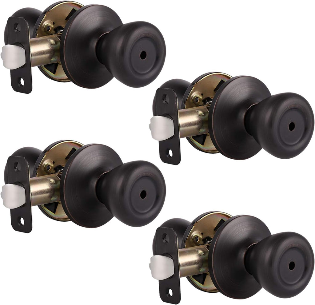 Brushed Nickel Privacy Door Knobs Interior Tulip Shape Door Handles Locks, 6 Pack V30879
