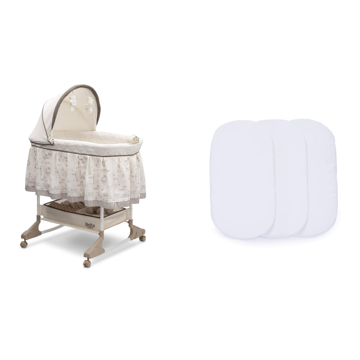 White Fitted Bassinet Sheets 2 Pack Z440877