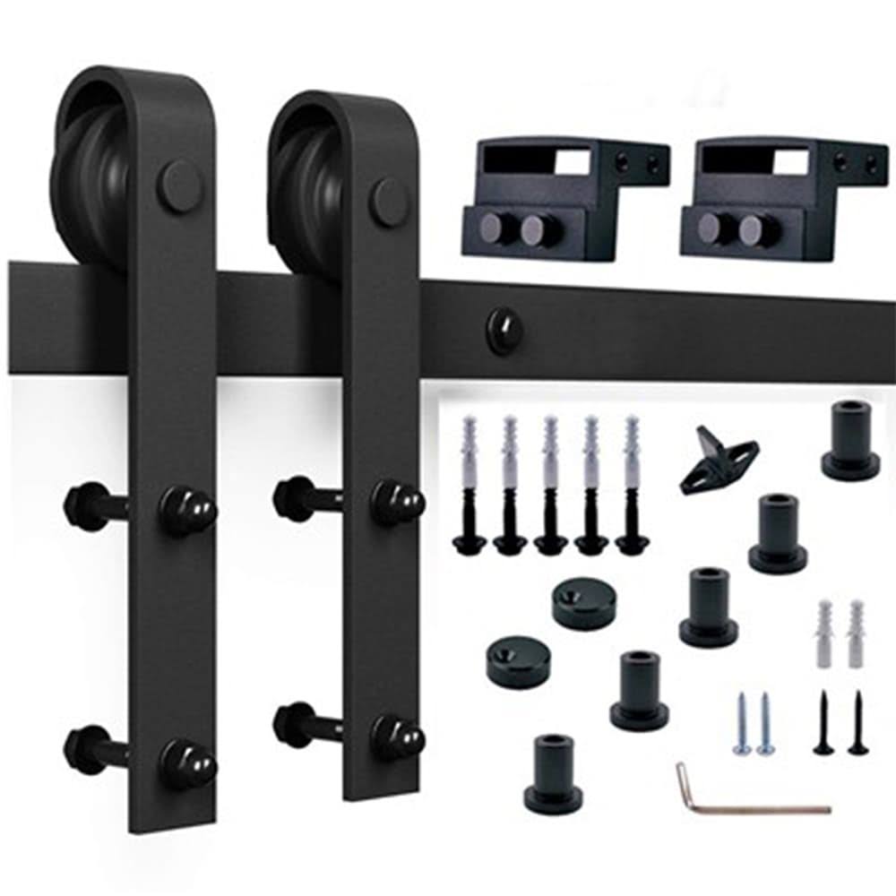 Paneled Wood Barn Door with Installation Hardware Kit Y80665