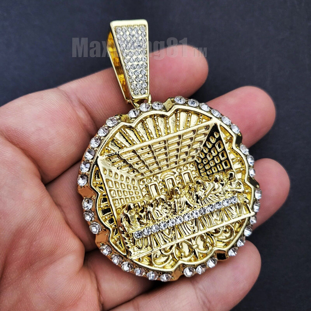 Cubic Zirconia Pendant & 15mm Iced Cuban Chain Necklace J6870