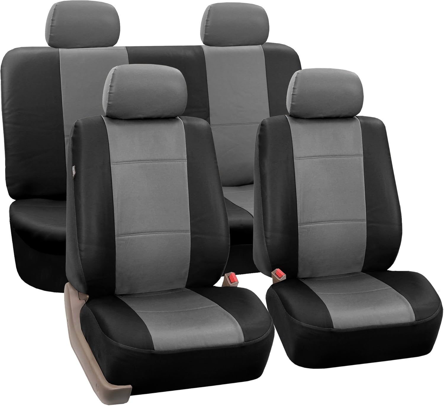 Black Faux Leather Automotive Seat Covers Set of 2 Z120868