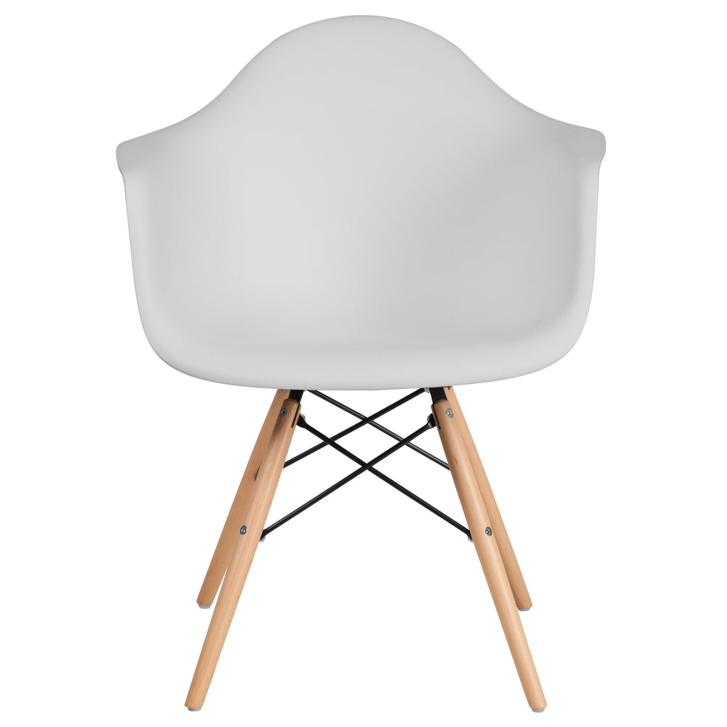 White Arm Chair with Wood Legs Q338