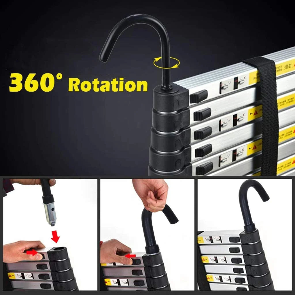 20.3ft Aluminum Telescoping Ladder with 2 Detachable Hook Extension Ladder C79545