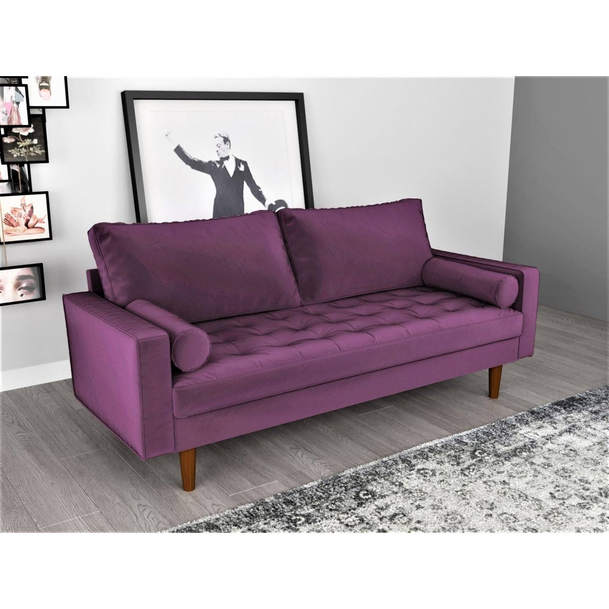 Faux Leather Mid-Century Loveseat R9598