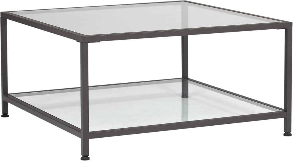 Pewter End Table with Clear Glass C997