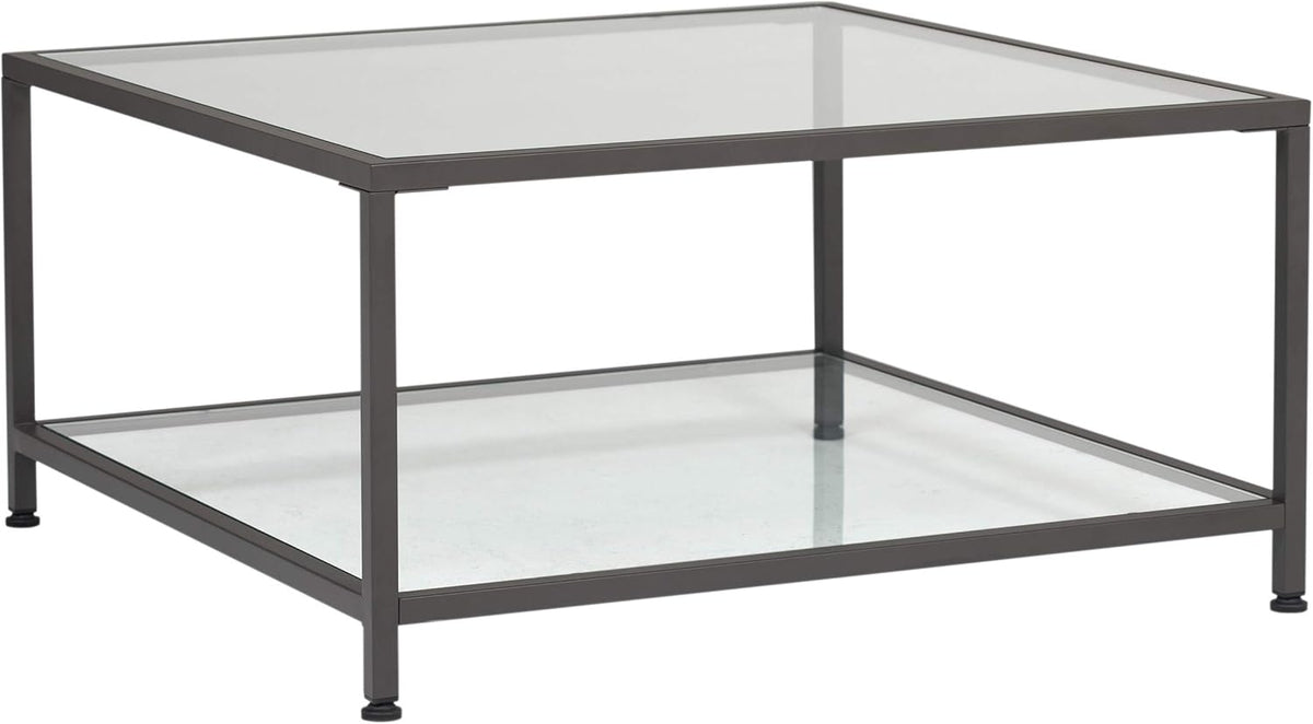 Pewter End Table with Clear Glass C997