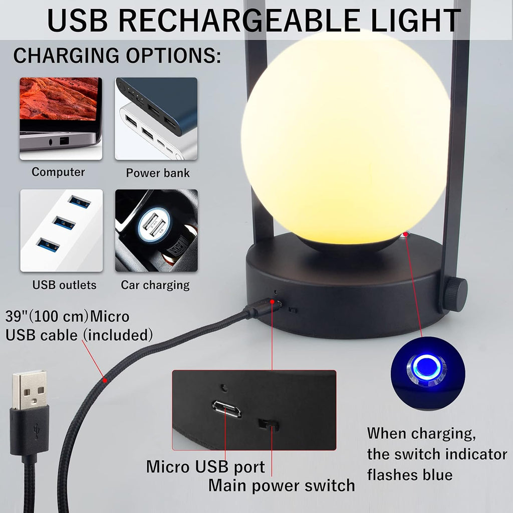 Rechargeable Cordless Table Lamp with Brightness Dimmable X318