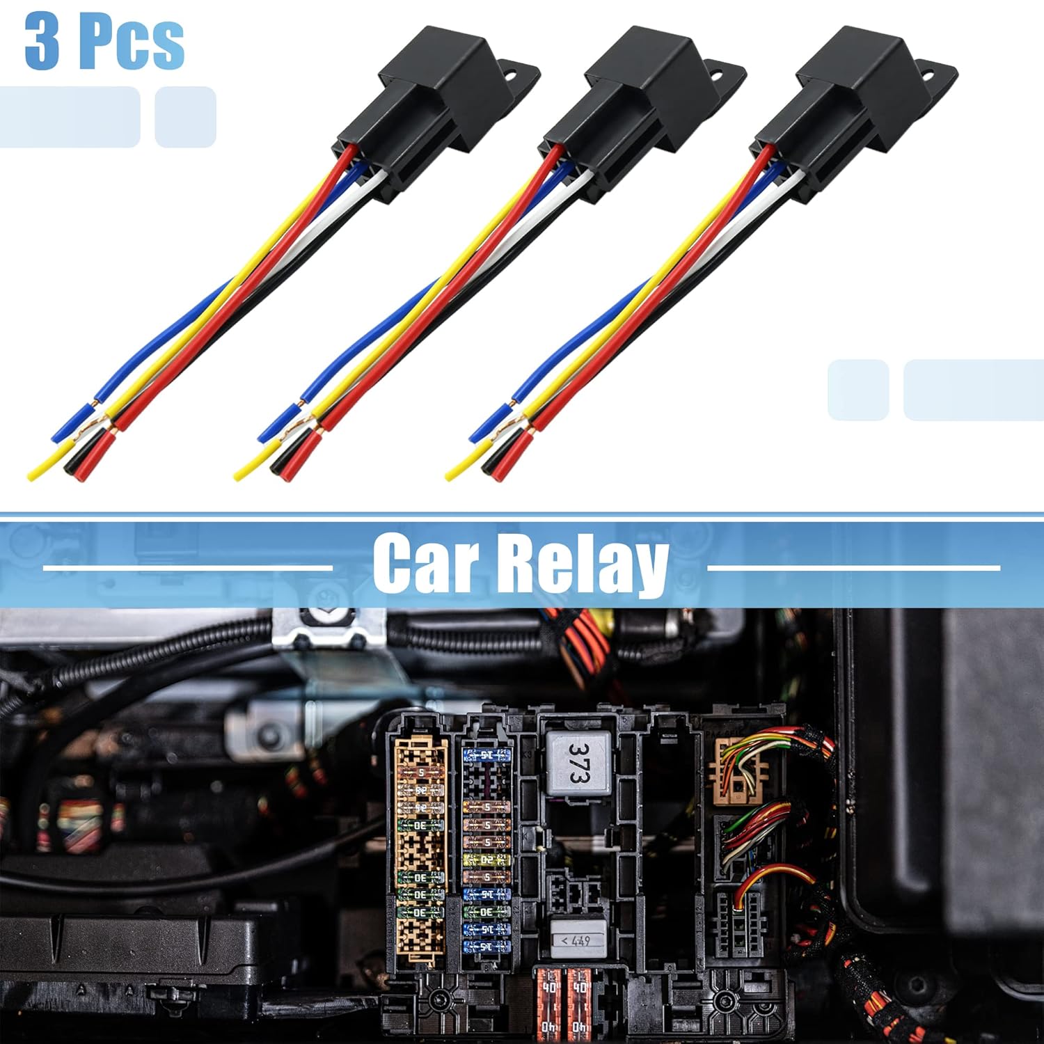 3pcs 5 Pin DC 36V 40A Car Motor Relay with Harness R42697