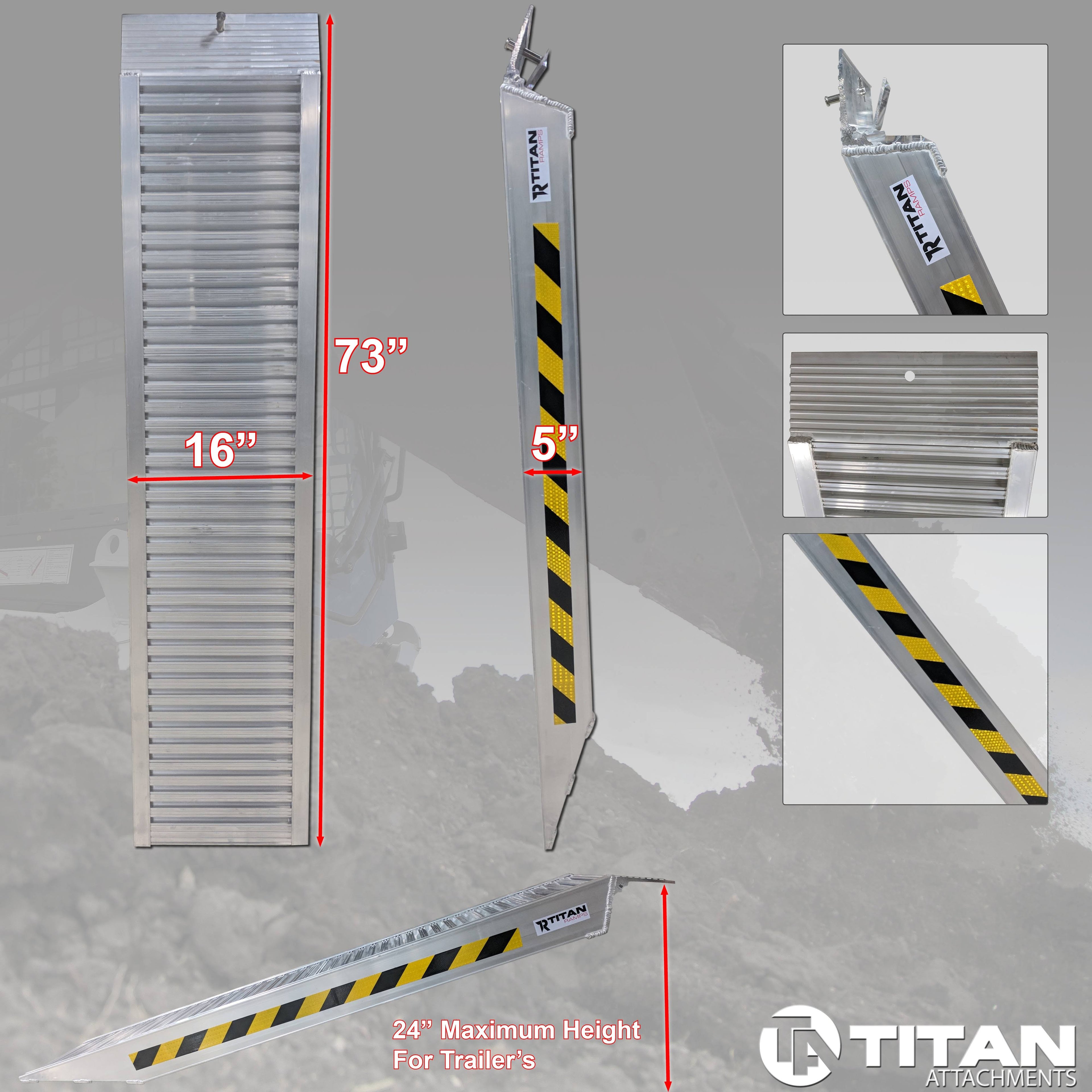 Titan 6& Skid Steer Ramps 14,000 lb Capacity Pair W659