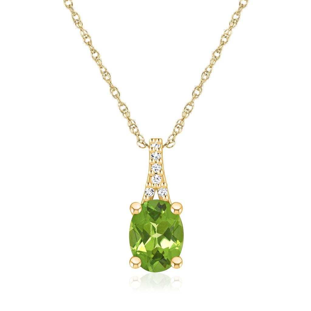 1.30 Carat Peridot Pendant Necklace with Diamond Accents in 14kt Yellow Gold C361223