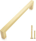 2-Pack Solid Brass Cabinet Handles, Gold Square Bar Cabinet Pulls, 5 Inch Hole Center Q7777