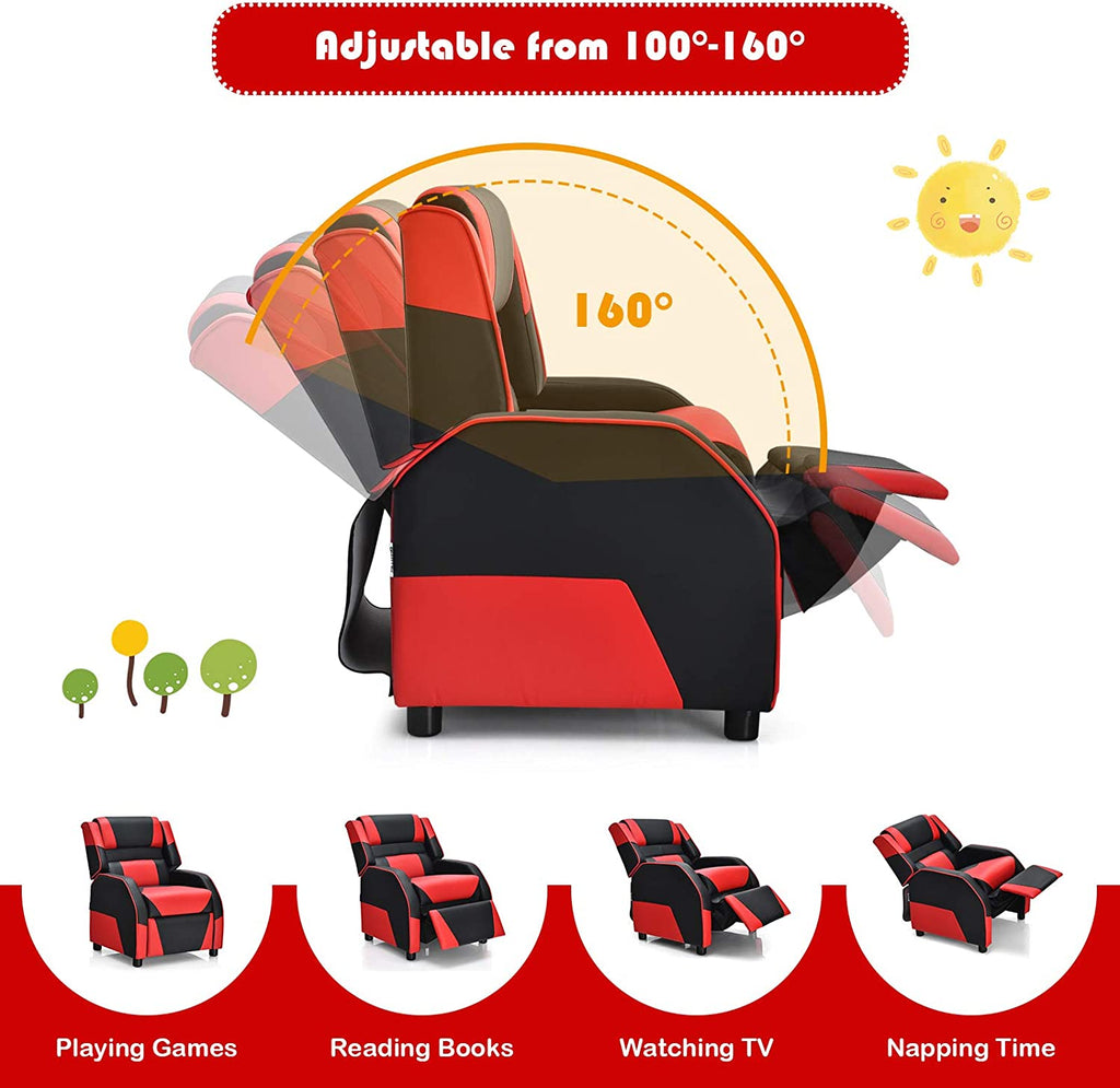 Red Ergonomic Leather Recliner Chair for Children L54729