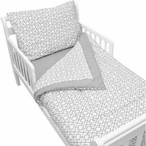 Gray Cotton Percale Toddler Bedding Set R43664
