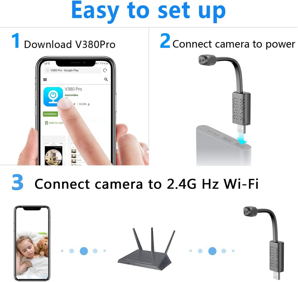 Indoor Security Camera WiFi, HD 1080P IP Camera with Motion Detection, Night Vision, Cloud Storage I80161