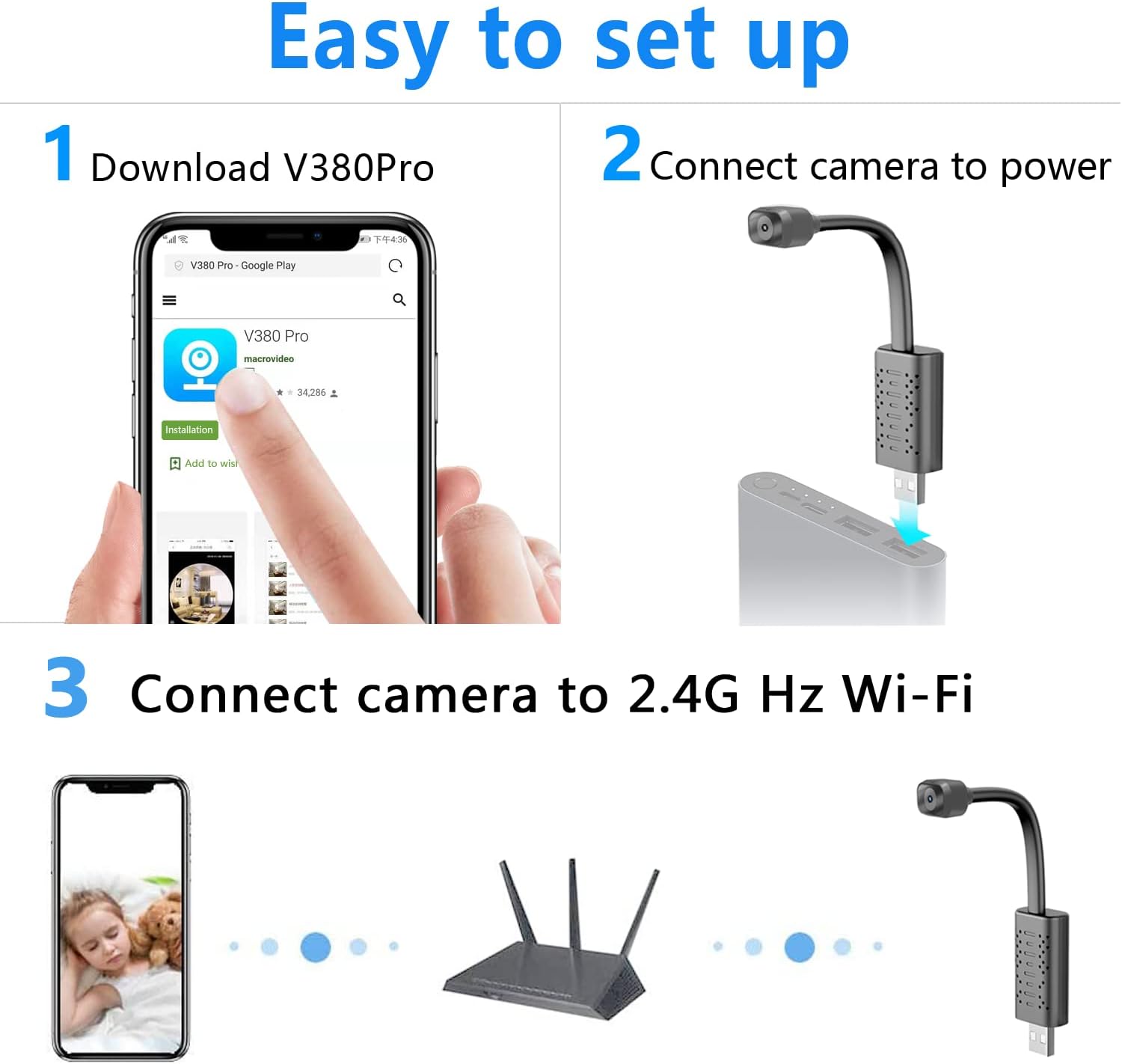 Indoor Security Camera WiFi, HD 1080P IP Camera with Motion Detection, Night Vision, Cloud Storage I80161