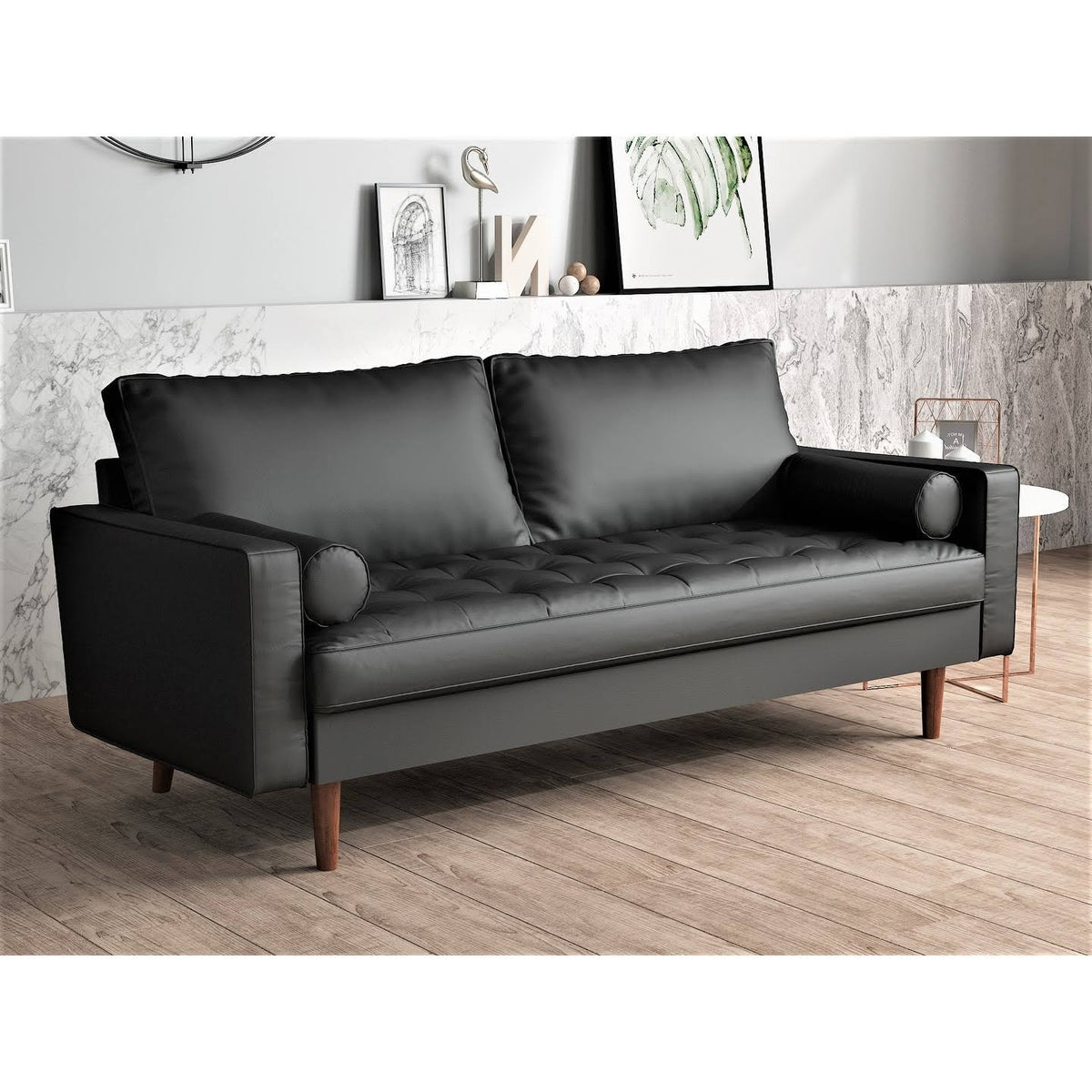 Faux Leather Mid-Century Loveseat R9598