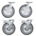 8 Inch Heavy Duty Swivel Caster Wheels Set of 4 Grey Rubber Cast Iron R697