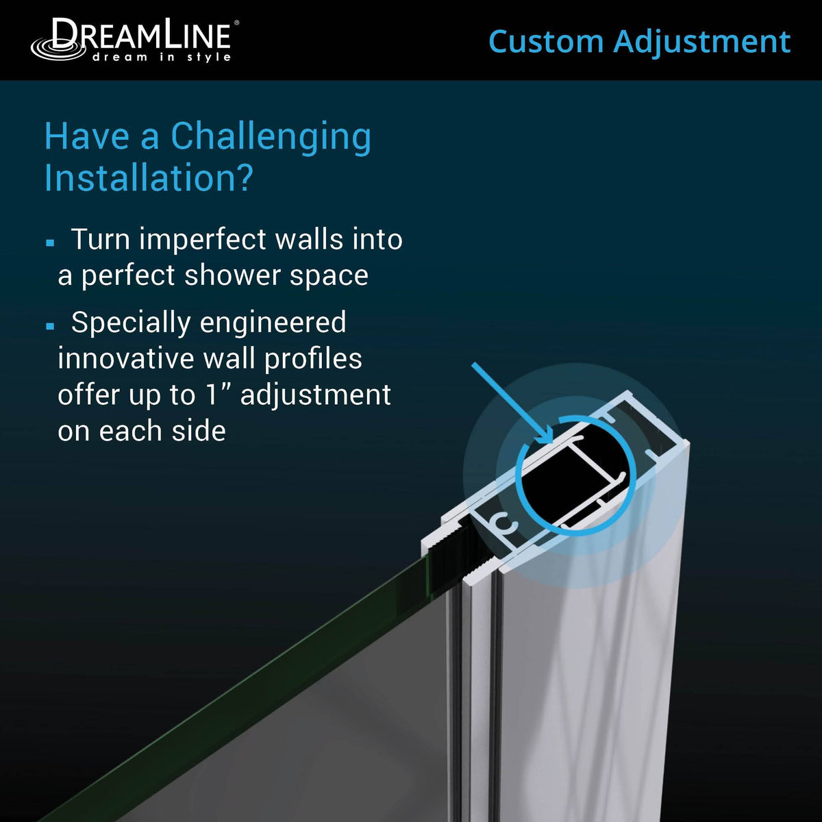 Frameless Pivot Shower Door, Chrome R32528