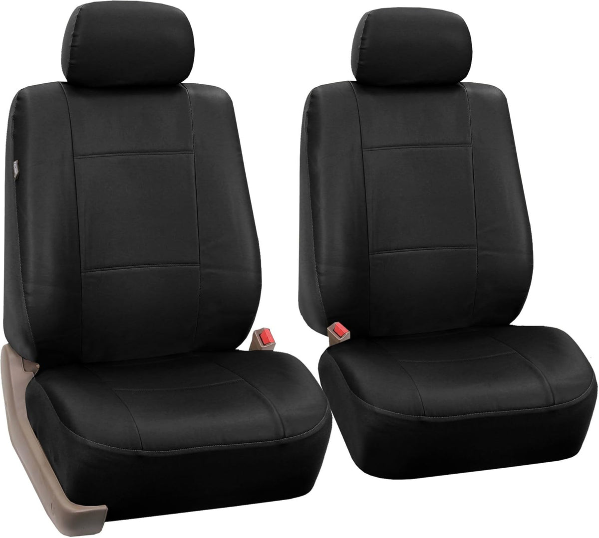 Black Faux Leather Automotive Seat Covers Set of 2 Z120868