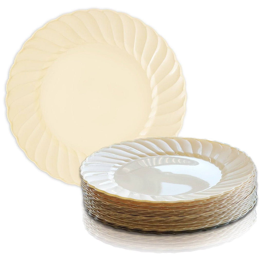 Ivory Round Disposable Plastic Buffet Plates B52371
