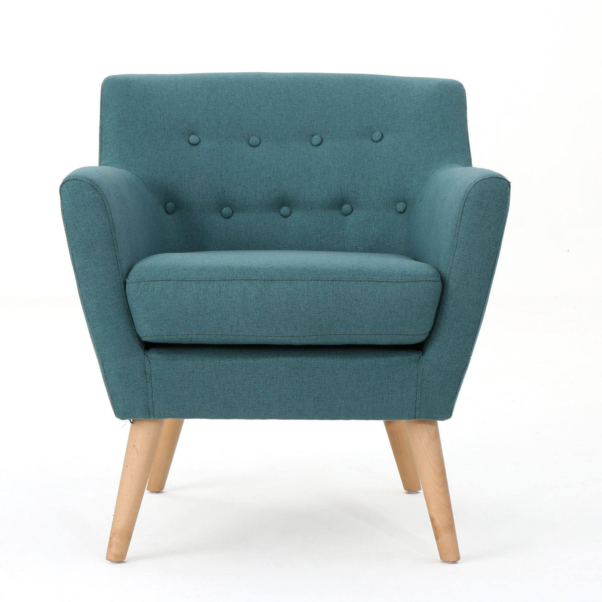 Teal Green and Brown Tufted Club Chair E460537