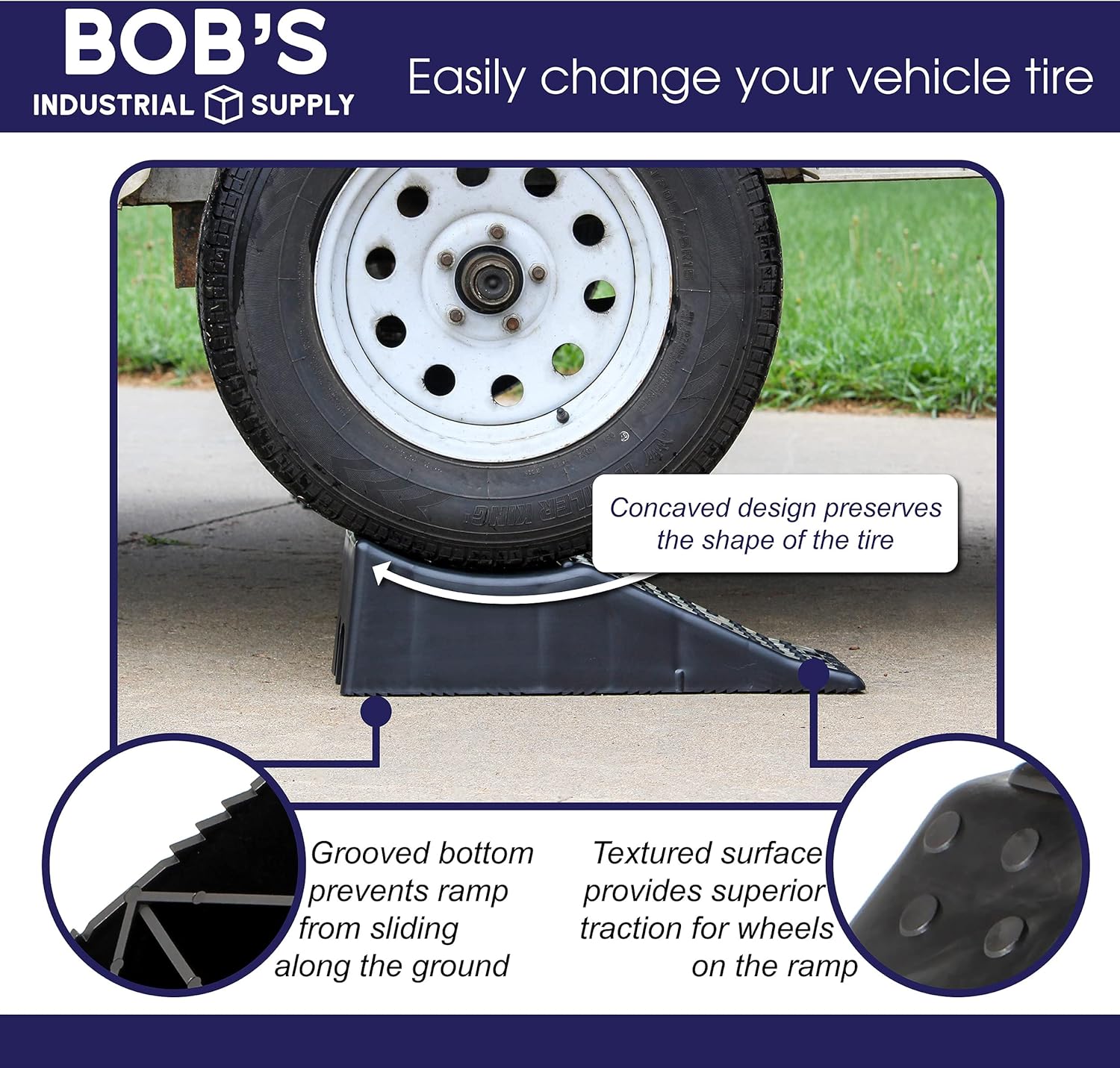 Tandem Wheel Ramp, 5.5in Tire Lift, Concave Portable Ramp, Pack of 2 X602325