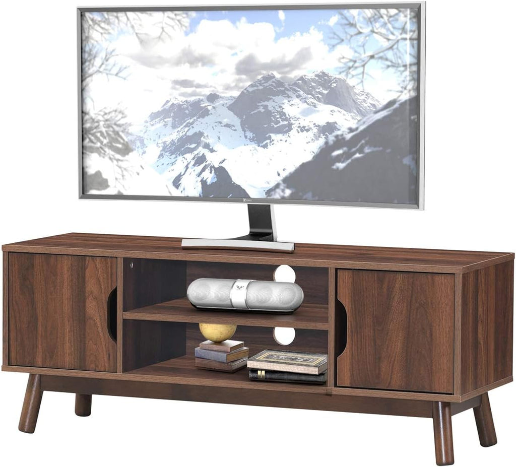 Black Wooden TV Stand with 2 Cabinets & 2 Open Shelves N3217