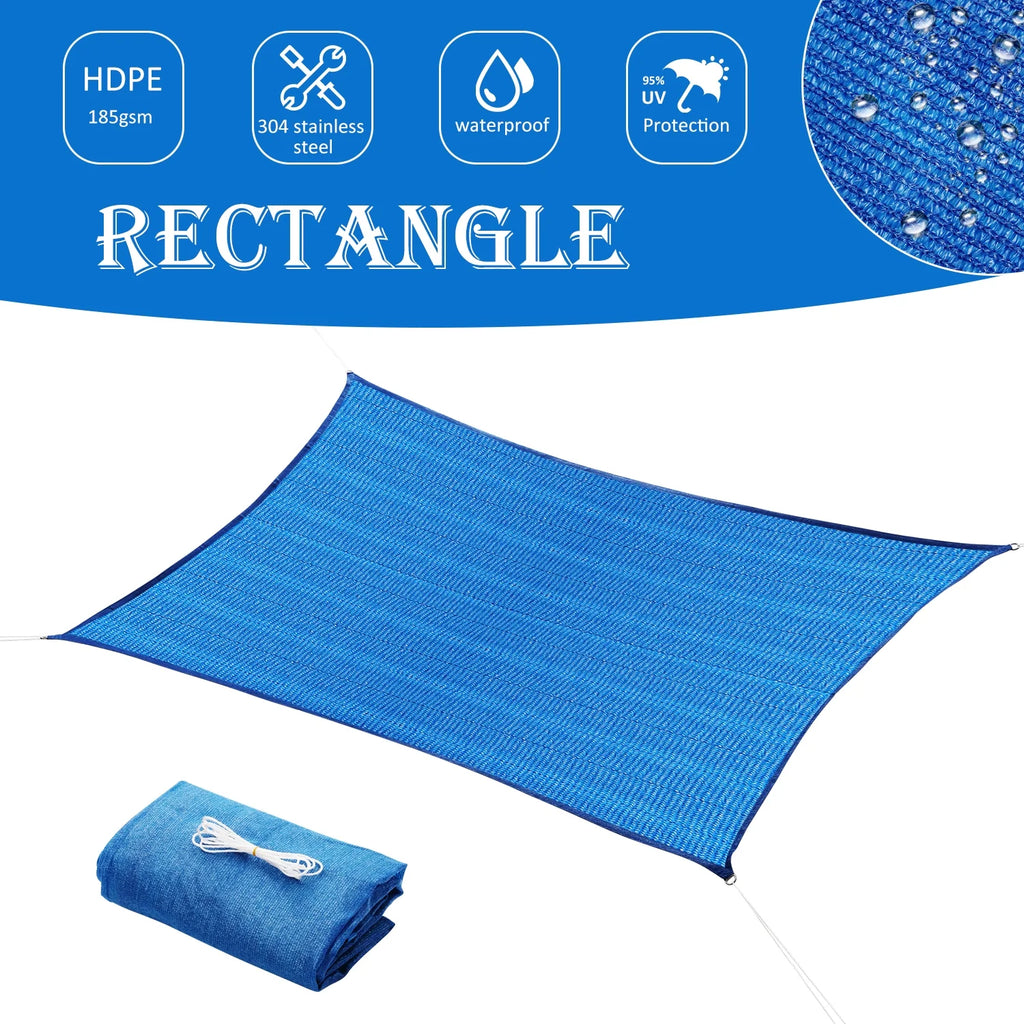 Rectangle Sun Shade Sails 6'x 10' Blue G228548