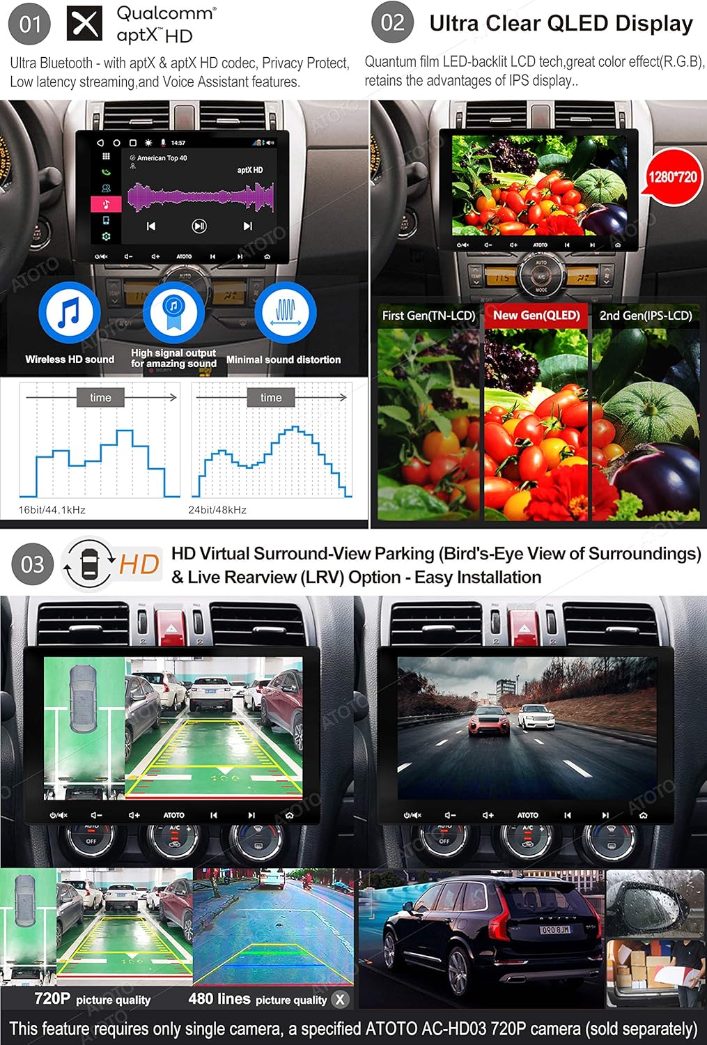 10 inch Double-DIN Car Stereo with Wireless CarPlay & Android Auto W613346
