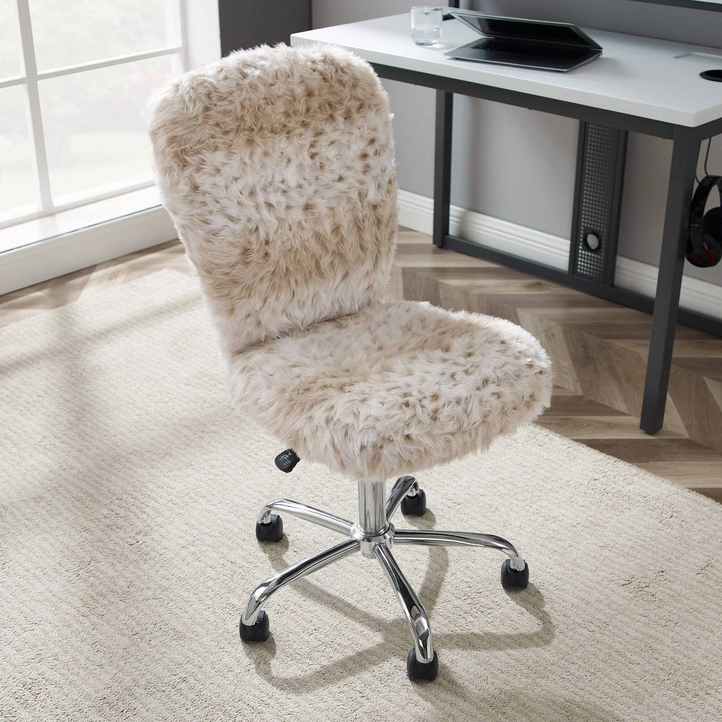 Faux Flokati Armless Office Chair Snow Leopard N144