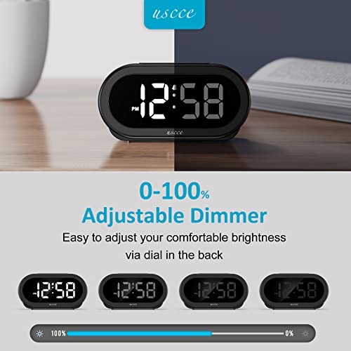 Small LED Digital Alarm Clock with Snooze, USB Charger O9933