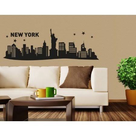 Light Brown 79in x 26 City Skyline Wall Decal D573