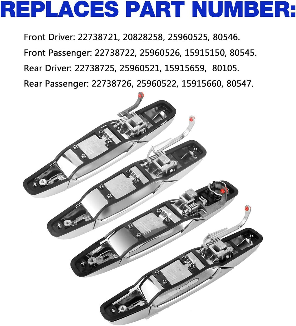 4pcs Chrome Door Handle Replacement for Cadillac Escalade Chevy Silverado Avalanche Tahoe GMC Sierra Yukon K31459