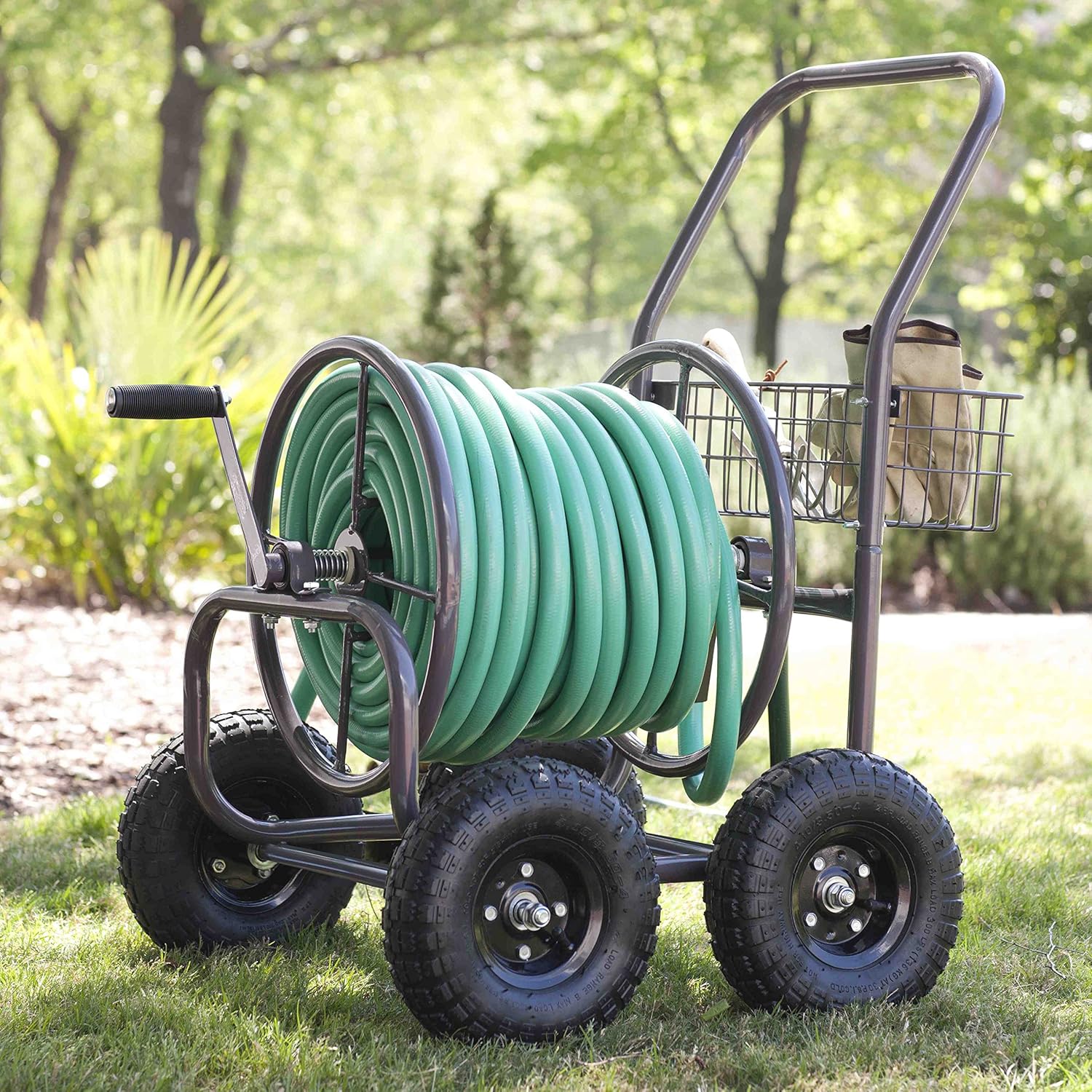 Bronze 4 Wheel Garden Hose Reel Cart O3719