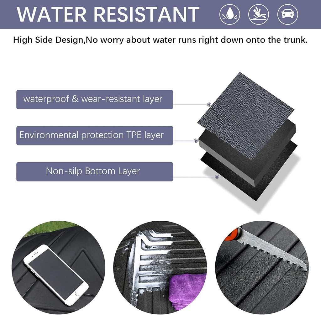 Black TPO All Weather Heavy Duty Waterproof Rear Cargo Tray Trunk Floor Mat Protector E494996