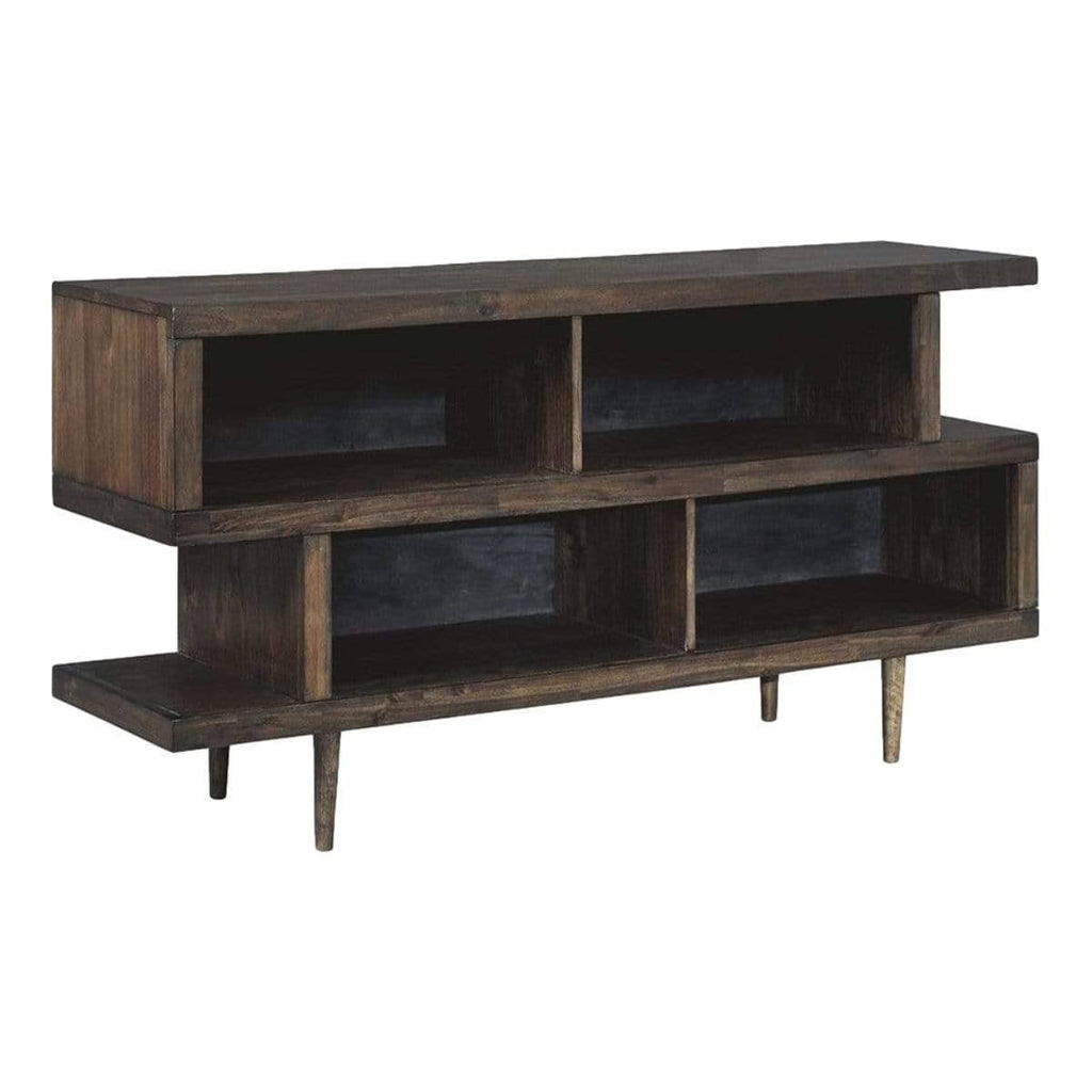 Brown 4 Open Shelf Storage Server with Round Tapered Legs Q21326