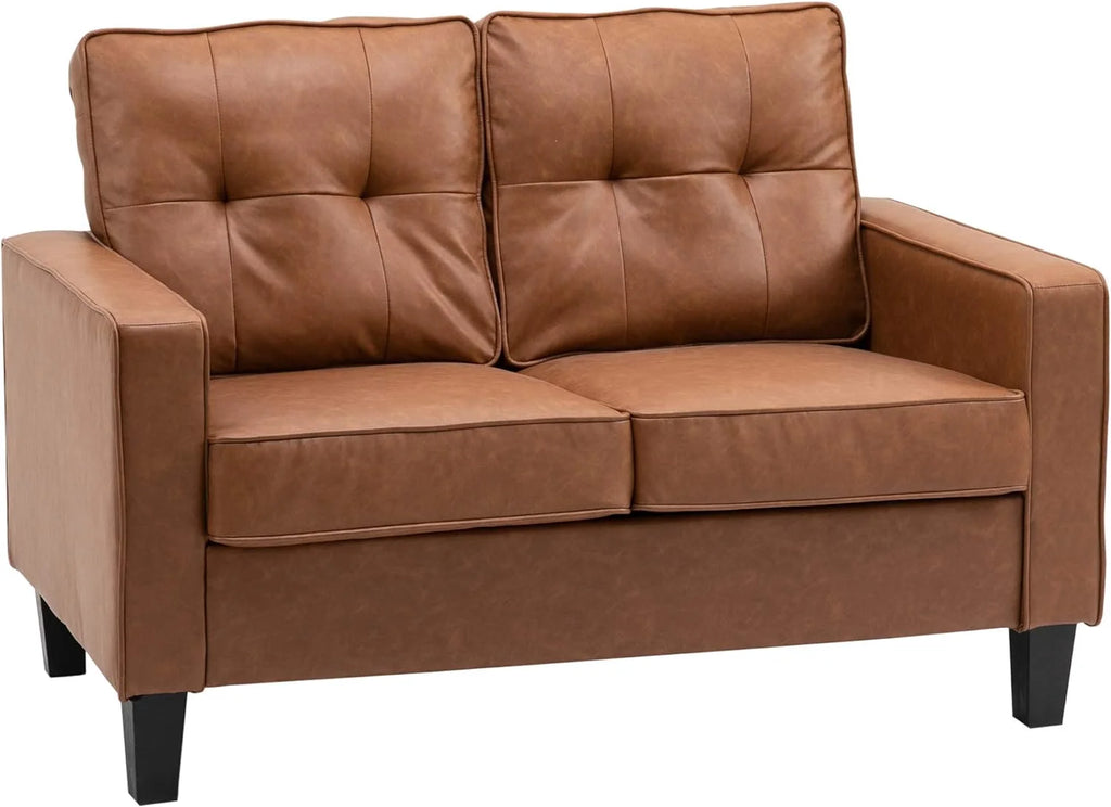 Brown 2-Seater PU Leather Loveseat D406663