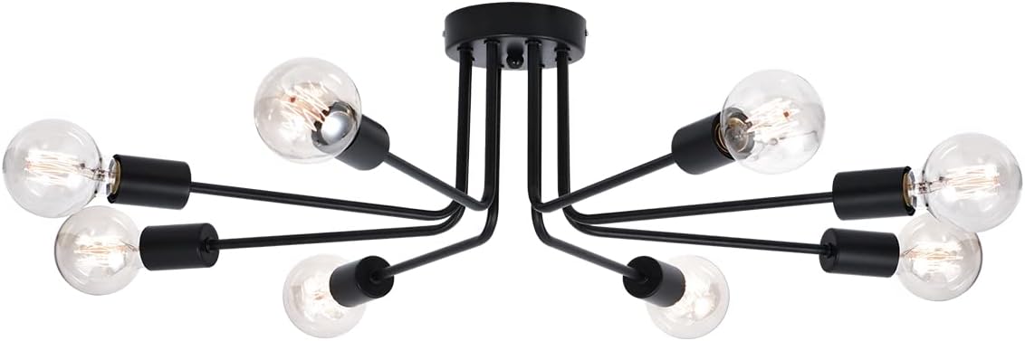 Brushed Nickel 6 Light Semi Flush Mount Ceiling Lamp W373