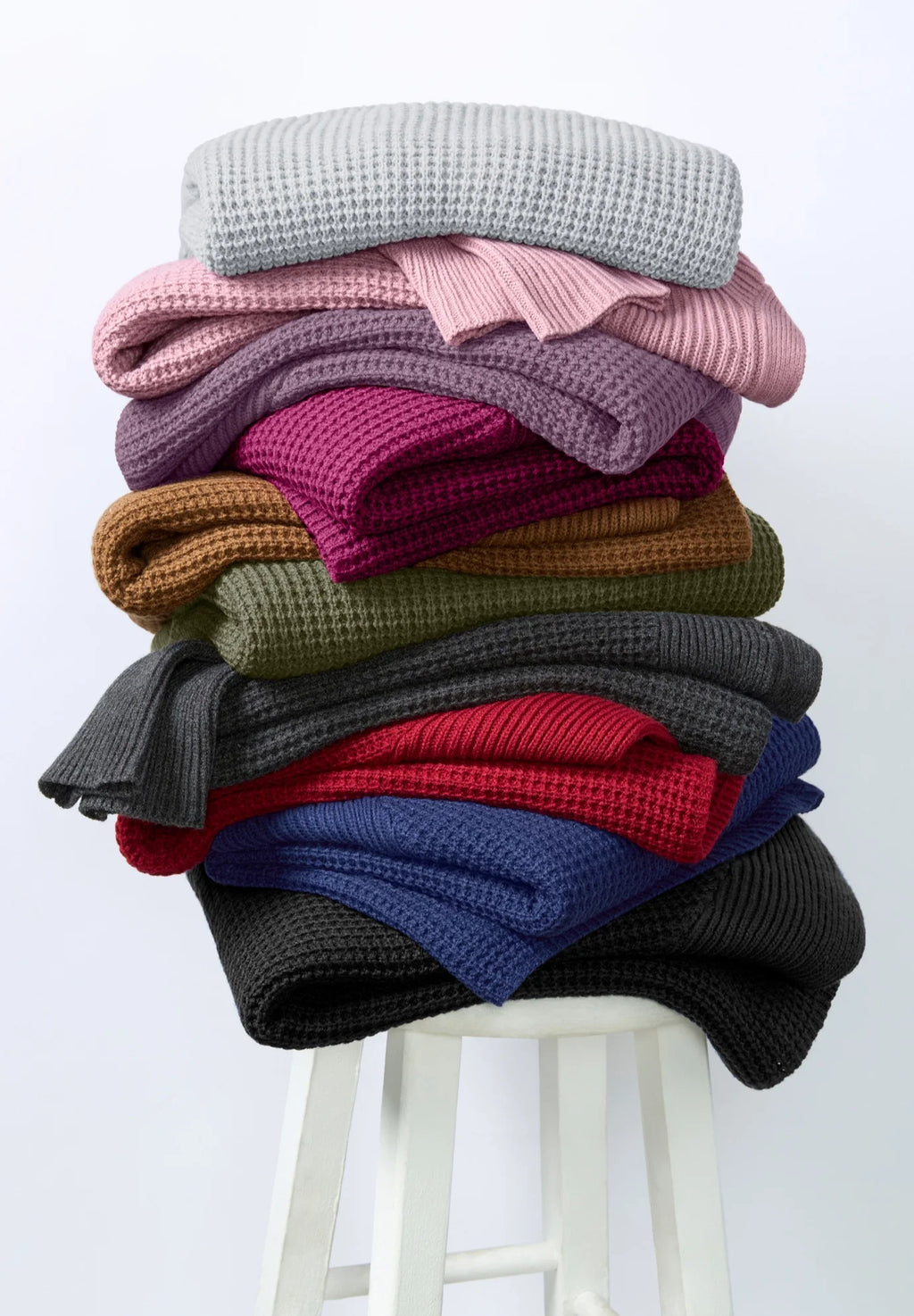Dusty Purple Plus Size Open Front Waffle Cardigan T278684