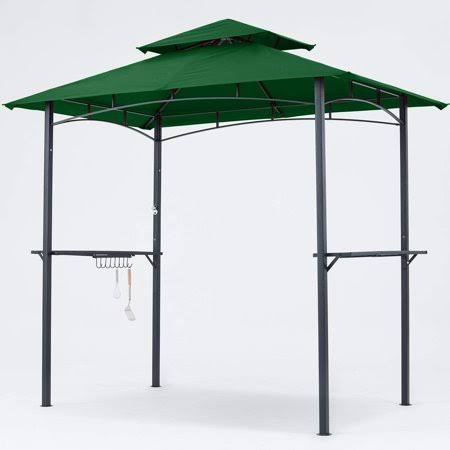 Forest Green Double Tier BBQ Grill Gazebo Canopy with LED Light, 8 x 5 T842