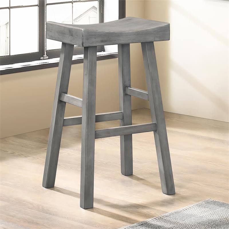 Antique Gray Wood Saddle Stool (Set of 2) F1742