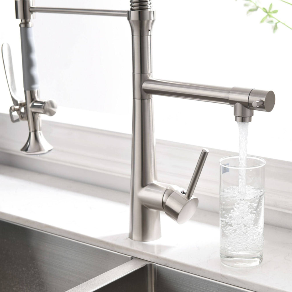 Brushed Nickel Pull Down Kitchen Sink Faucet with Sprayer F480837