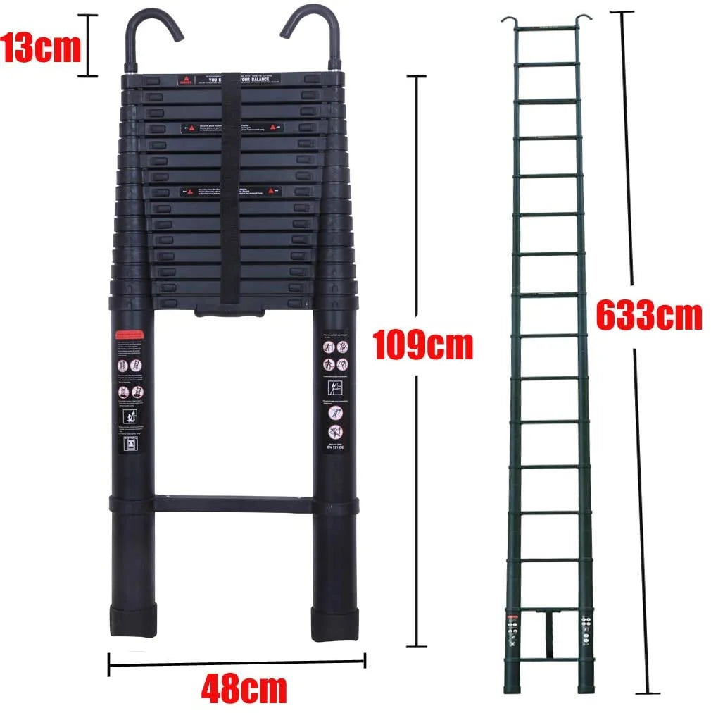 20.3ft Aluminum Telescoping Ladder with 2 Detachable Hook Extension Ladder C79545