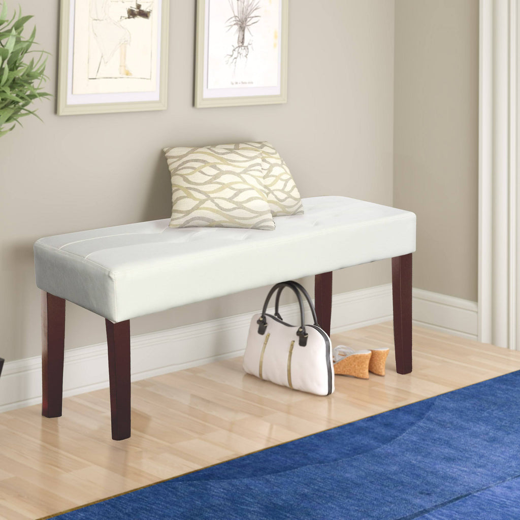 Red Leatherette Bench S17281