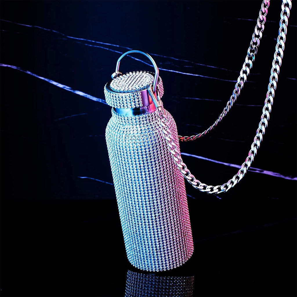 Silver Stainless Steel Insulated Water Bottle with Chain K455