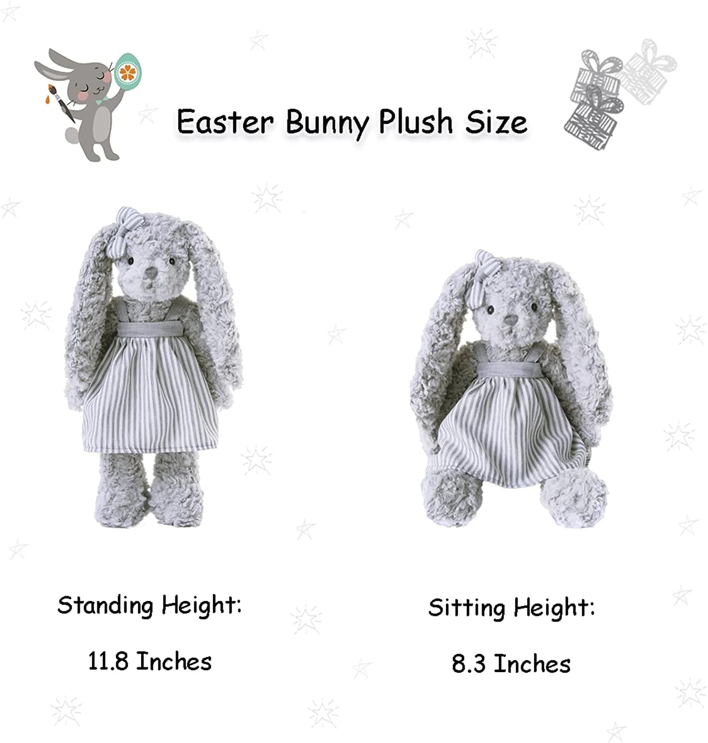 Gray 11.8inch Bunny Plush with Floppy Ears S612330