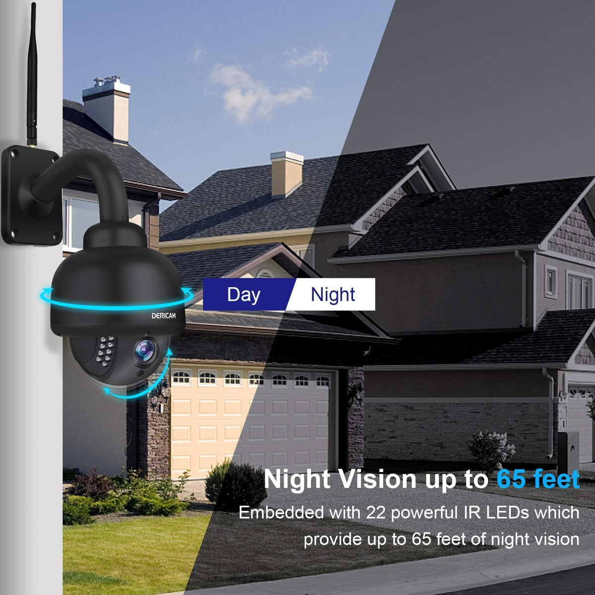 Black Outdoor WiFi PTZ Security Camera with 4X Optical Zoom and 32GB Memory Card R99683