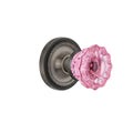 Crystal Pink Glass Door Knob in Antique Pewter A37674